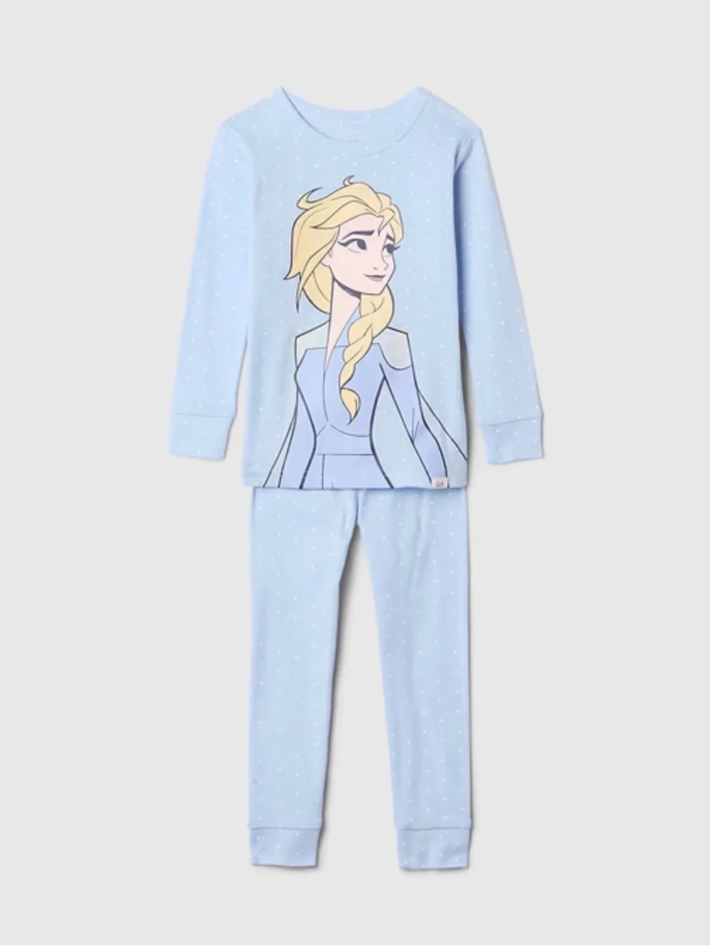Disney Frozen Elsa Girls Pajamas Light Blue Organic Cotton 2-Piece Long Set NEW